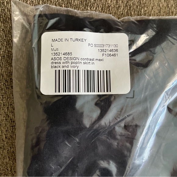 ASOS DESIGN Maxi Black Top Ivory Skirt Size 12-14 NWOT - Picture 3 of 10